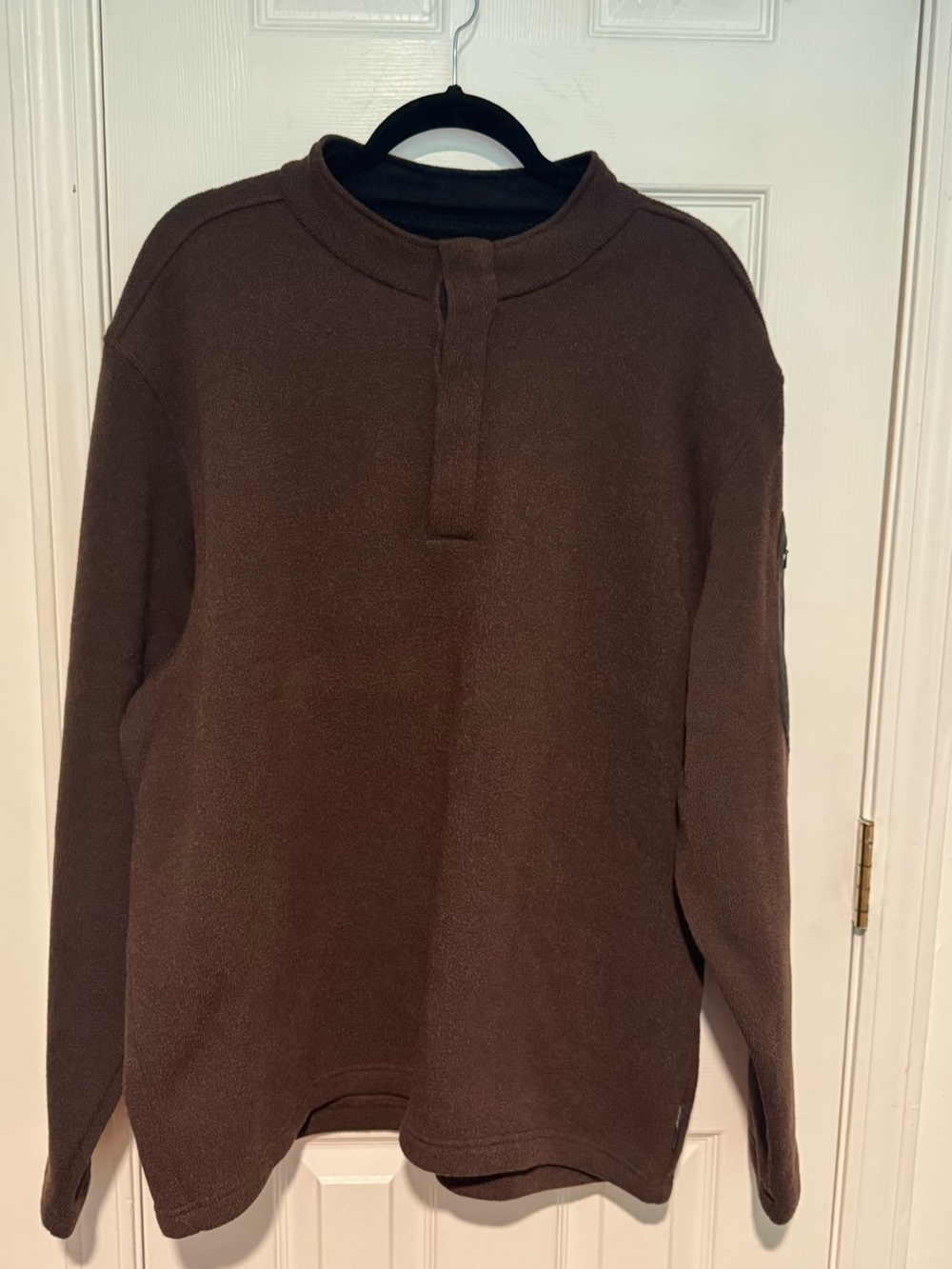 ExOfficio Men's chocolate Brown Crewneck snap Half-Placket Sweater